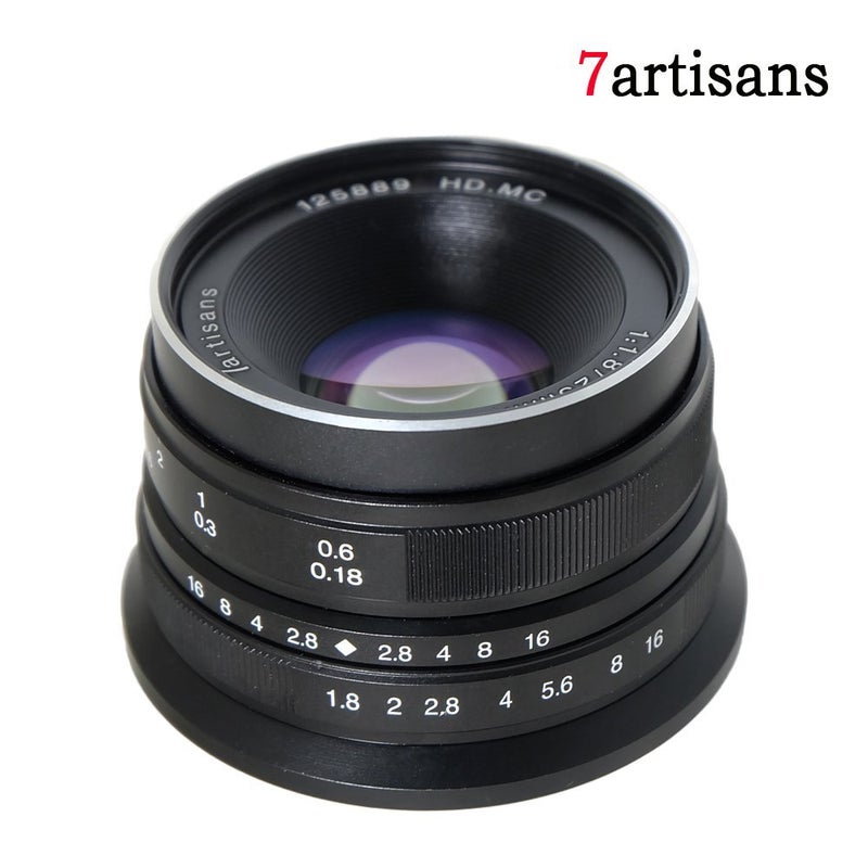 7artisans عدسة 7artisans 25mm F1.8 APS-C واسعة الزاوية بتركيز يدوي لكاميرات سوني E-mount مثل A7 A7II A7R A7RII A7S A7SII A6500 A6300 A6000 A5100 A5000 EX-3 NEX-3N NEX-3R NEX-F3K NEX-5 NEX-5N (أسود) - Image 2